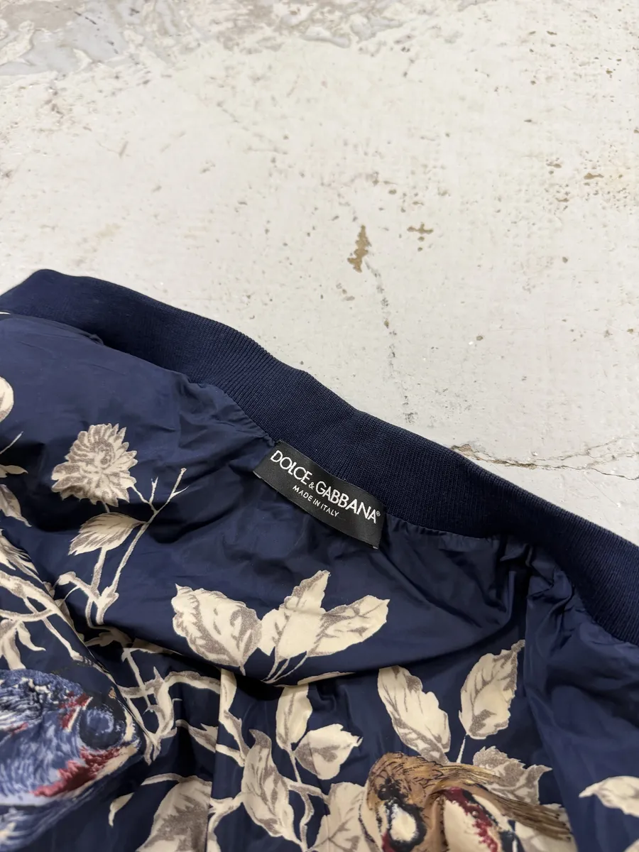 SS2016 Dolce & Gabbana Navy Floral Light Nylon Windbreaker Jacket - Image 8
