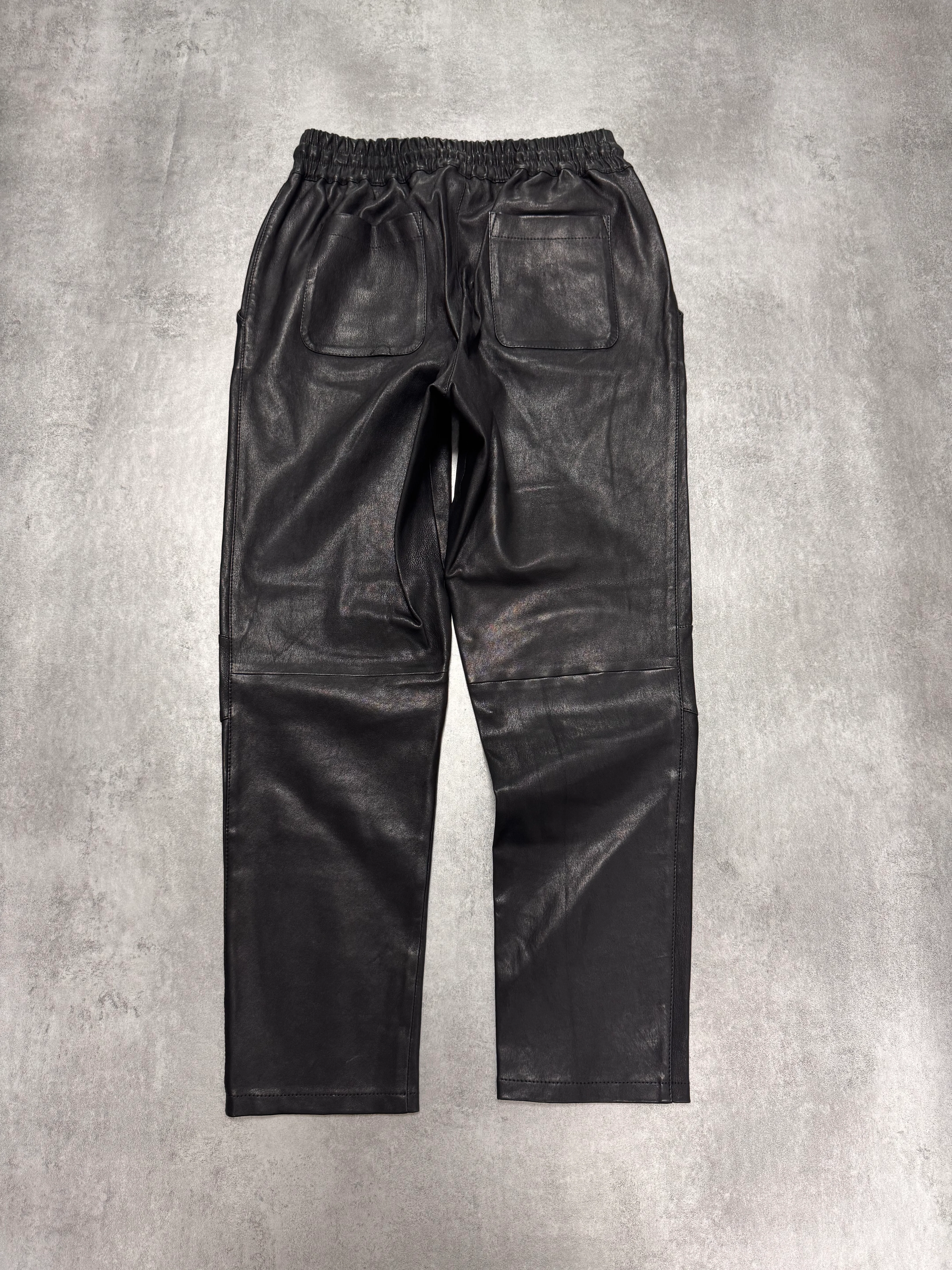 SS2016 Emporio Armani Black Leather Pants - Image 2