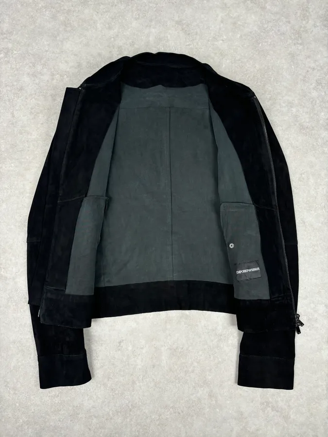 SS2016 Emporio Armani Black Suede Leather Jacket - Image 7