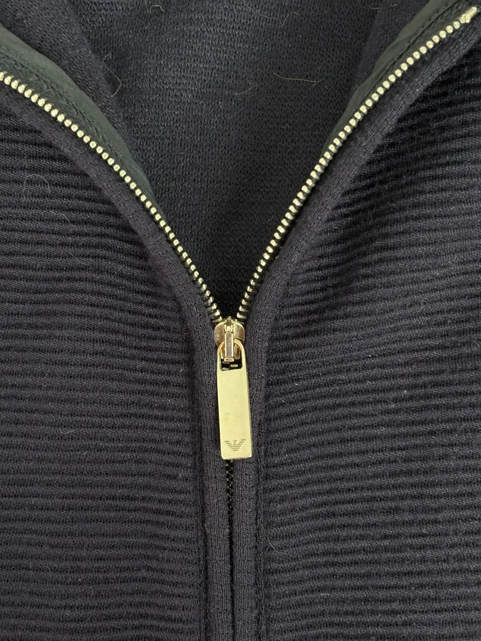 SS2016 Emporio Armani Navy Wool Minimalist Zip-up Jacket - Image 8