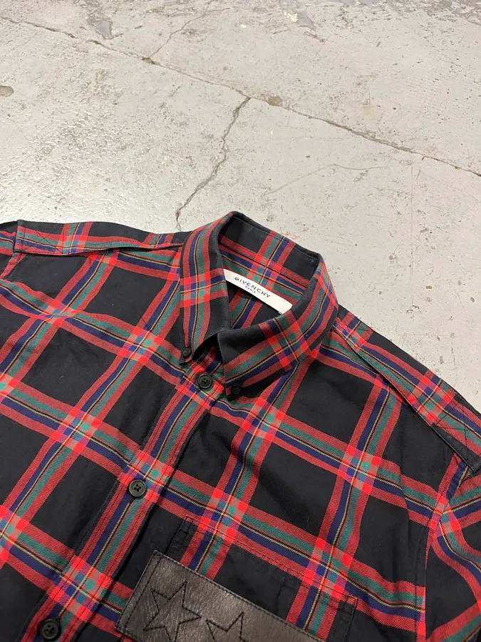 SS2016 Givenchy Star Leather Patch Tartan Shirt by Riccardo Tisci - Image 6
