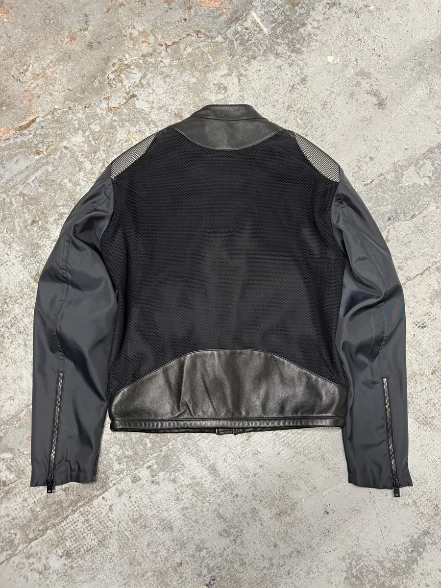 SS2016 Maison Margiela 5 Zips Black & Grey Perfored Jacket - Image 2