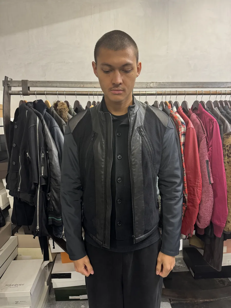 SS2016 Maison Margiela 5 Zips Black & Grey Perfored Jacket - Image 4