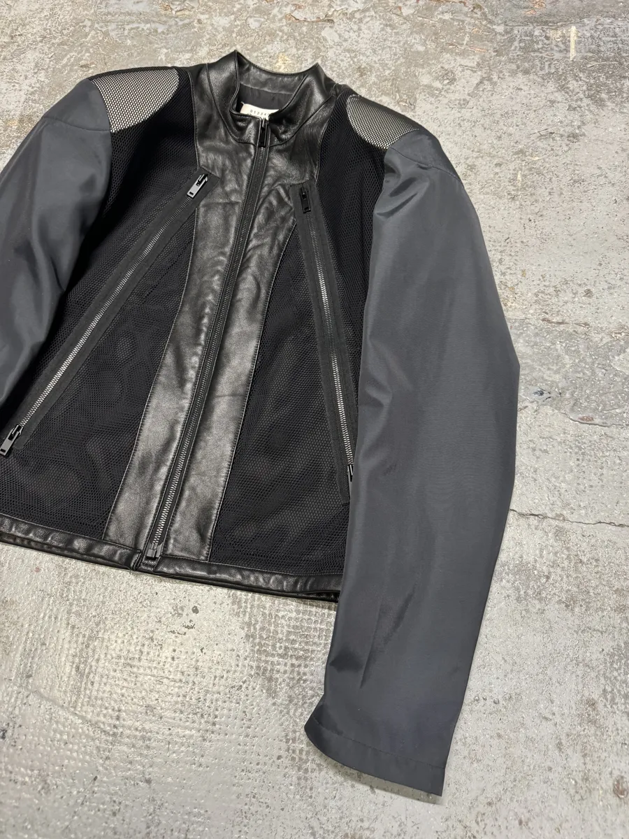SS2016 Maison Margiela 5 Zips Black & Grey Perfored Jacket - Image 7