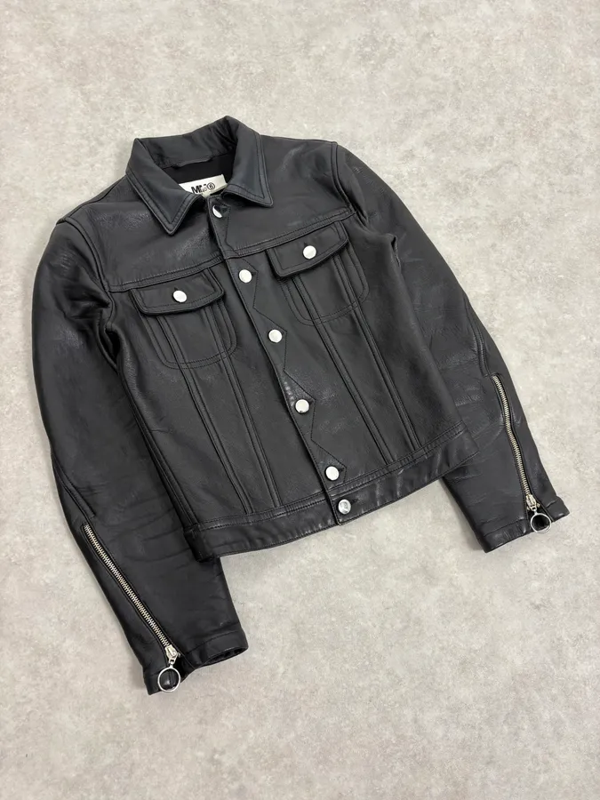 SS2016 Maison Margiela MM6 Black Trucker Jacket - Image 4