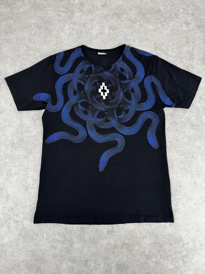 SS2016 Marcelo Burlon Black & Navy Snake T-Shirt