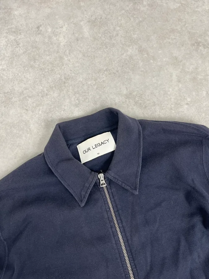 SS2016 Our Legacy Navy Interlock Zip-up Jacket - Image 5