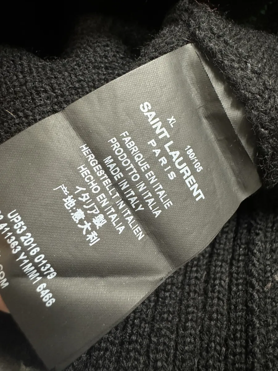 SS2016 Saint Laurent Black & Grey Wool Dinosaur Sweater - Image 9