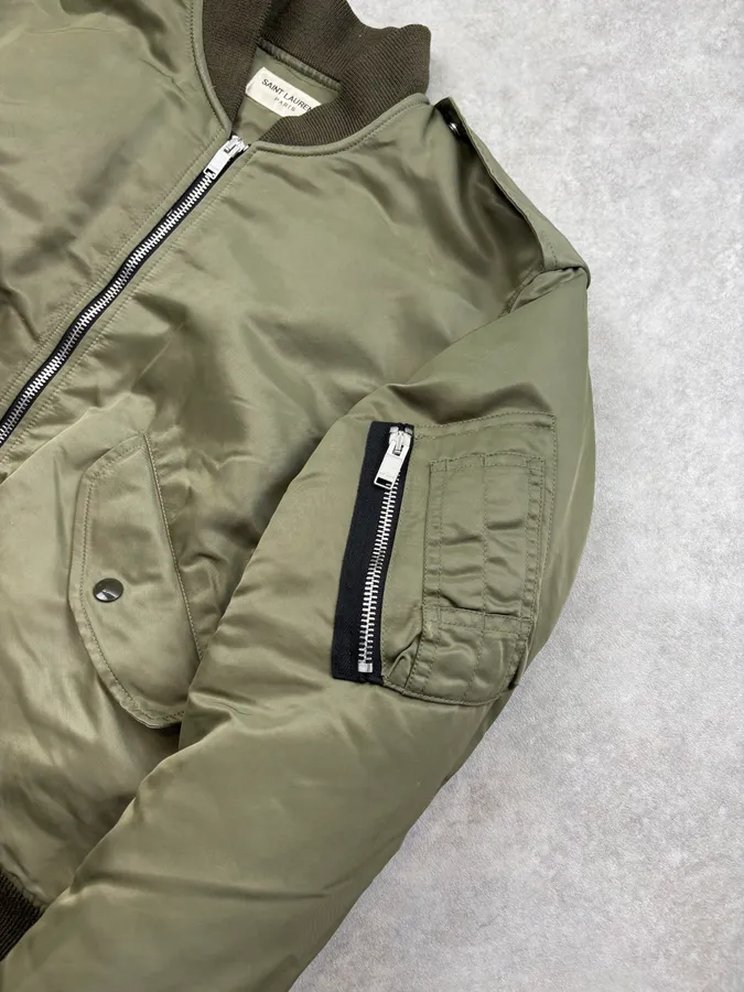 SS2016 Saint Laurent Khaki Nylon Cargo Bomber Jacket - Image 8