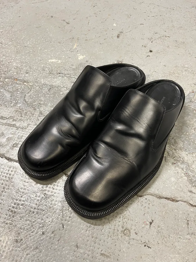SS2017 Balenciaga Black Leather Loafer Clog Mules - Image 4