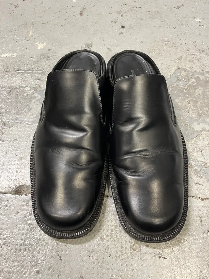 SS2017 Balenciaga Black Leather Loafer Clog Mules - Image 5
