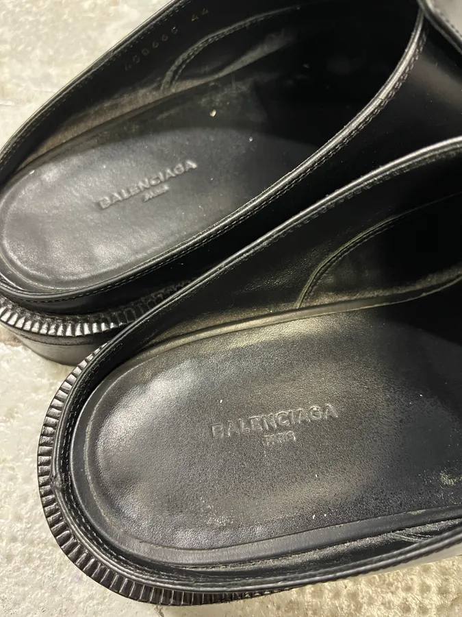 SS2017 Balenciaga Black Leather Loafer Clog Mules - Image 7