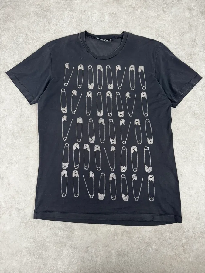 SS2017 Dsquared2 Black Safety Pin Print T-Shirt