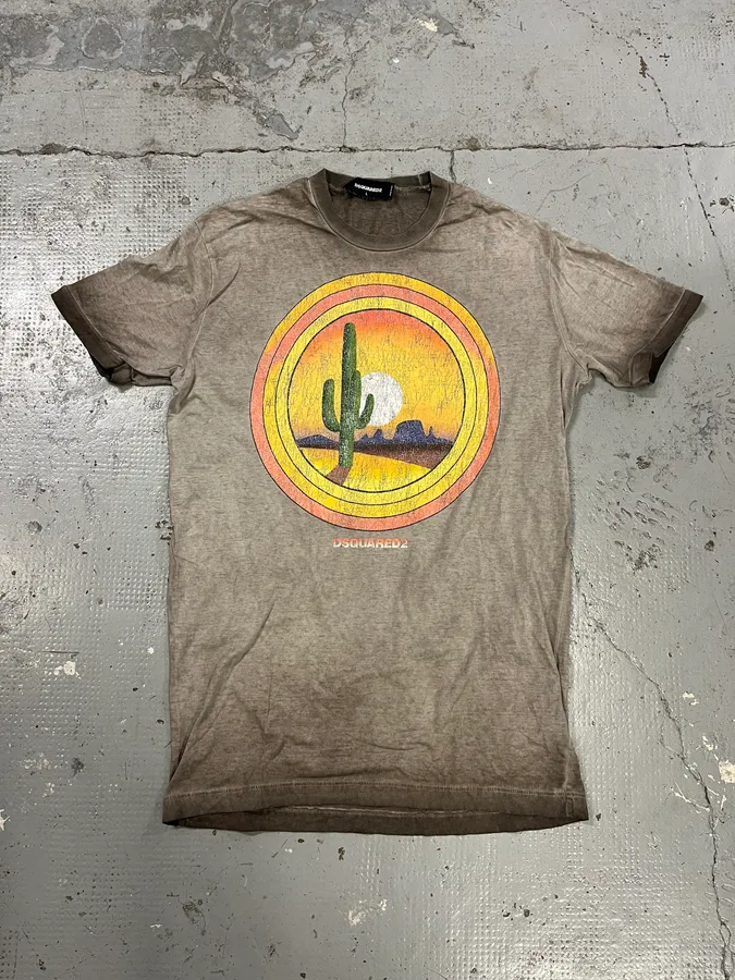 SS2017 Dsquared2 Grey & Orange Cactus Sunset T-Shirt