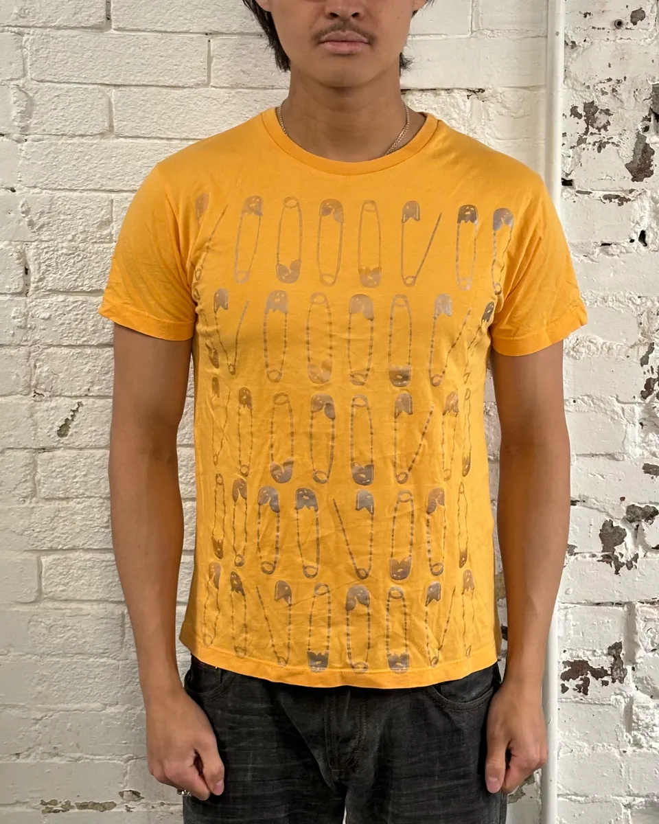 SS2017 Dsquared2 Orange Safety Pin Print T-Shirt - Image 2