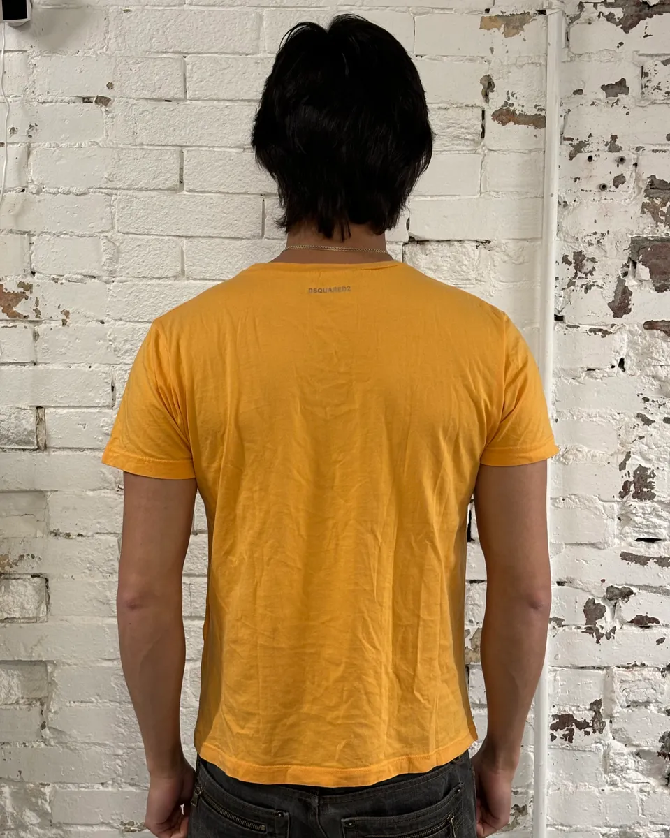 SS2017 Dsquared2 Orange Safety Pin Print T-Shirt - Image 3