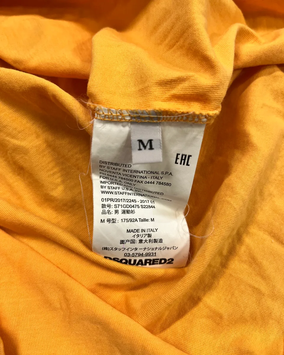 SS2017 Dsquared2 Orange Safety Pin Print T-Shirt - Image 9