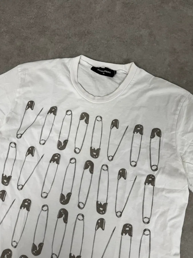 SS2017 Dsquared2 White Safety Pin T-Shirt - Image 5