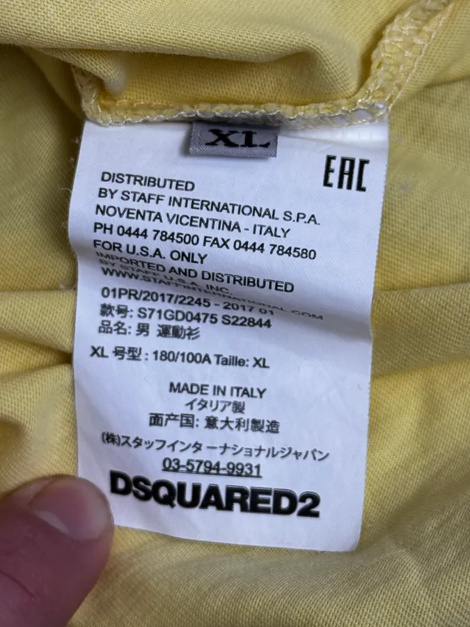 SS2017 DSquared2 Yellow Pinstriped T-Shirt - Image 10