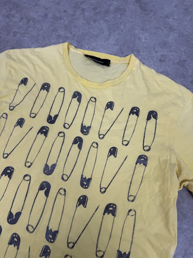 SS2017 DSquared2 Yellow Pinstriped T-Shirt - Image 5