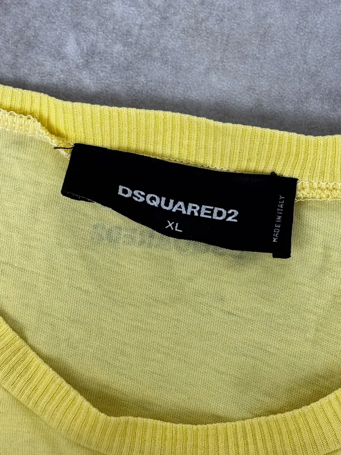 SS2017 DSquared2 Yellow Pinstriped T-Shirt - Image 8