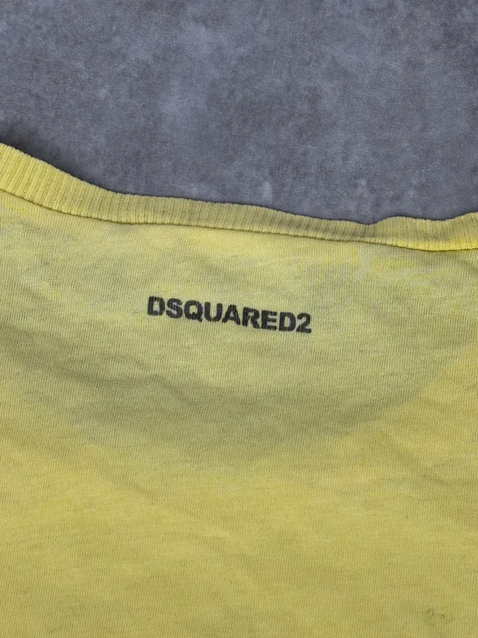 SS2017 DSquared2 Yellow Pinstriped T-Shirt - Image 9