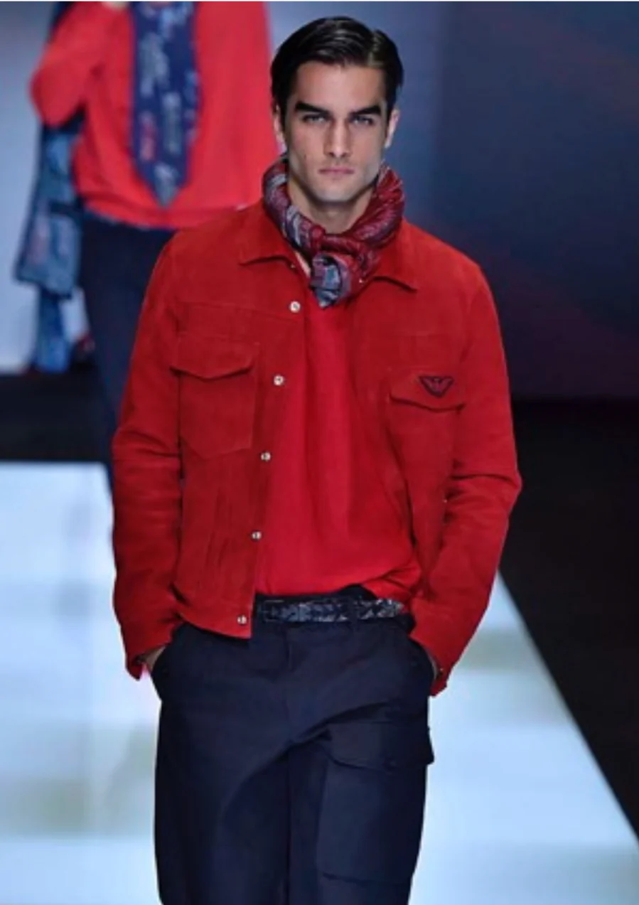 SS2017 Emporio Armani Red Suede Leather Jacket - Image 3