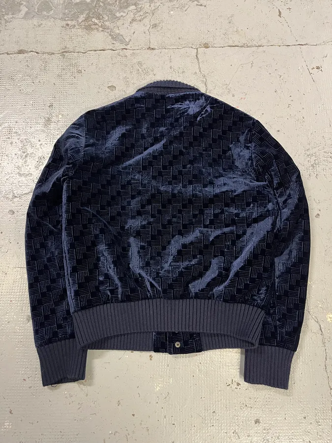 SS2017 Emporio Armani Velvet Textured Navy Bomber Jacket - Image 6