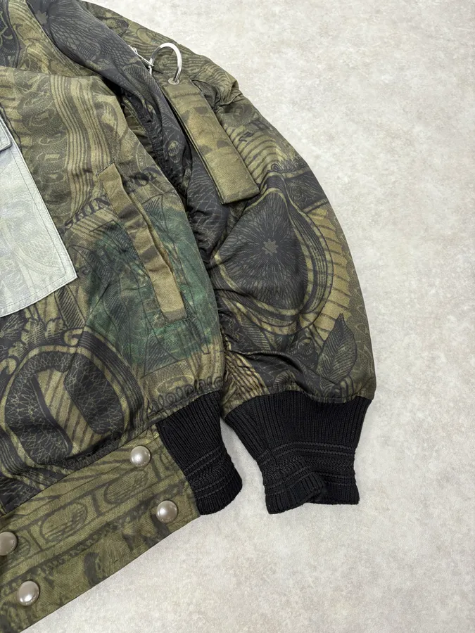 SS2017 Givenchy Dollar Bills Khaki Asymmetrical Camo Sample Bomber Jacket - Image 9