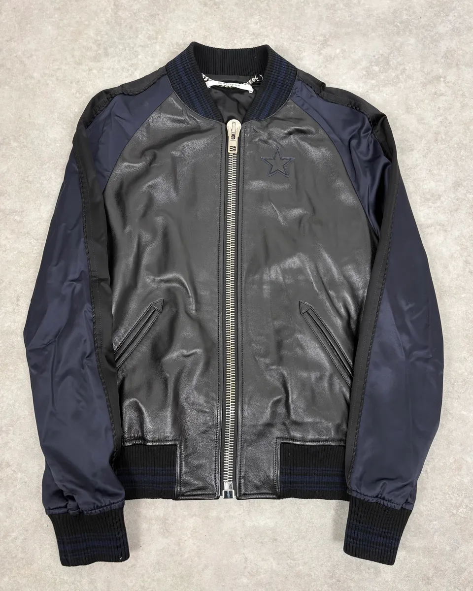 SS2017 Givenchy Navy Star Black Leather Bomber Jacket by Riccardo Tisci