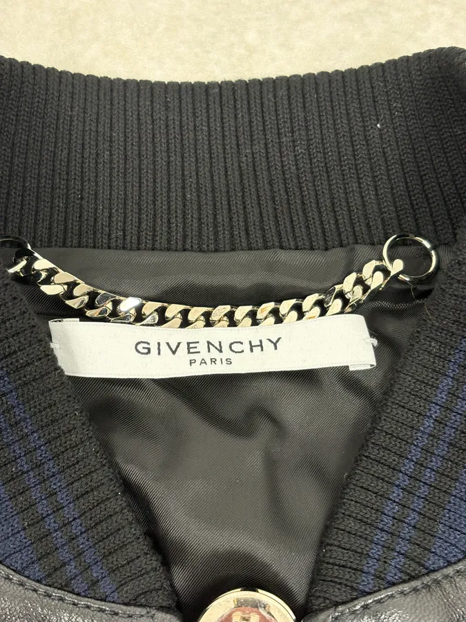 SS2017 Givenchy Navy Star Black Leather Bomber Jacket by Riccardo Tisci - Image 10