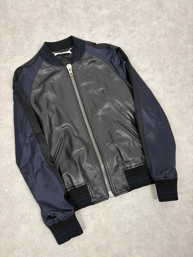 SS2017 Givenchy Navy Star Black Leather Bomber Jacket by Riccardo Tisci - Image 4