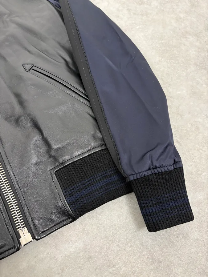 SS2017 Givenchy Navy Star Black Leather Bomber Jacket by Riccardo Tisci - Image 8