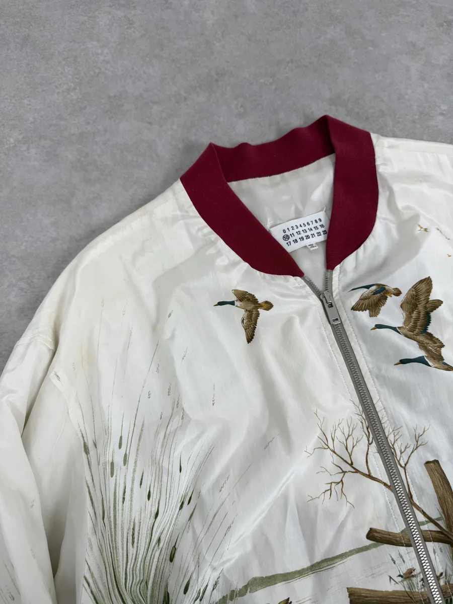 SS2017 Maison Margiela White Nature Fox Silk Bomber Jacket - Image 10