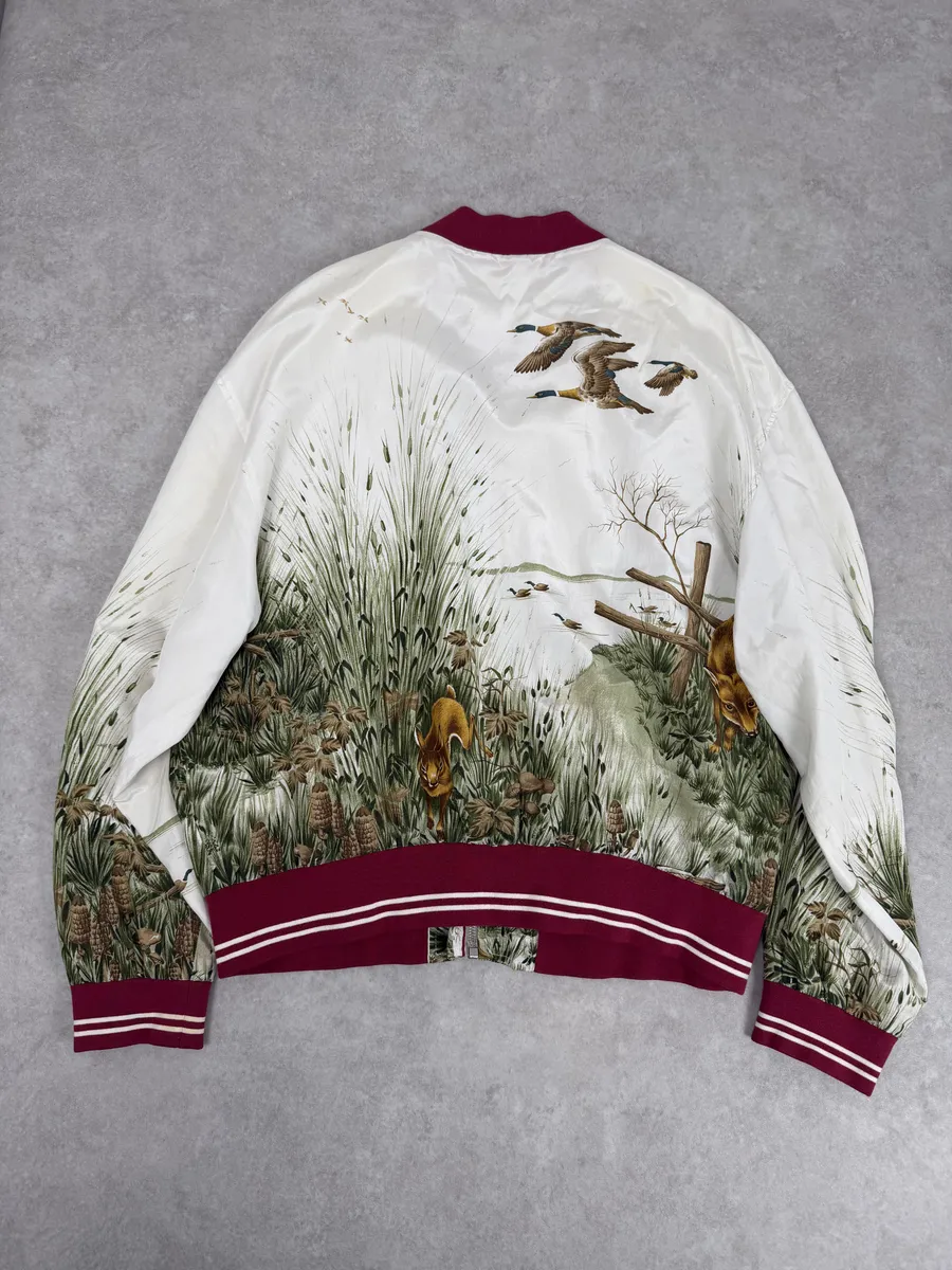 SS2017 Maison Margiela White Nature Fox Silk Bomber Jacket - Image 2