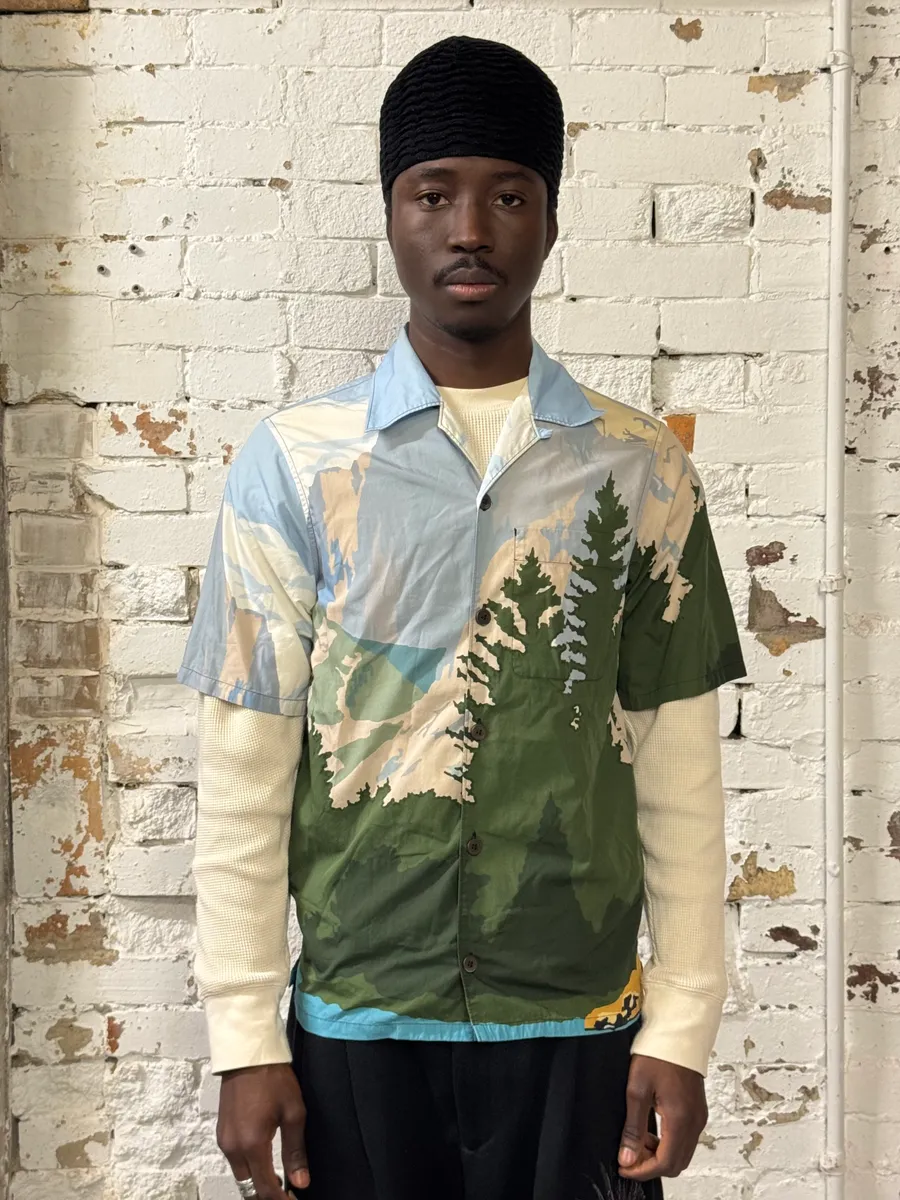 SS2017 Prada Mountain Landscape Blue Shirt - Image 2