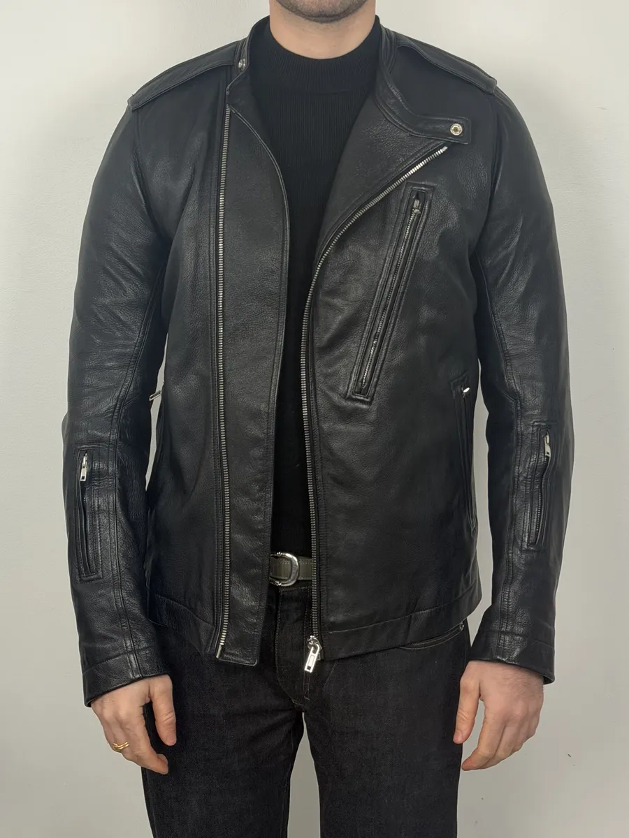 SS2017 Rick Owens Black Goat Leather Asymmetrical Jacket - Image 12