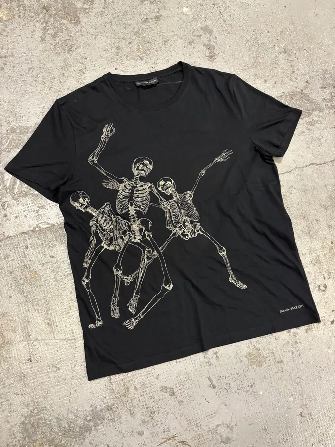 SS2018 Alexander McQueen Black Skeleton Family T-Shirt - Image 4