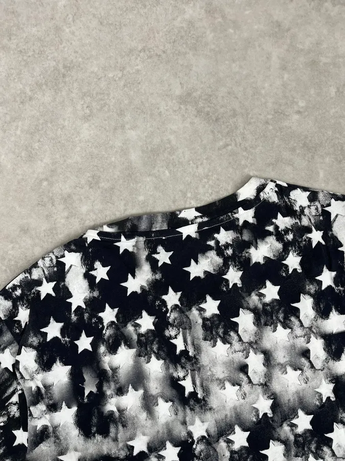 SS2018 Balmain Black & White USA Distressed Star Striped T-Shirt - Image 6