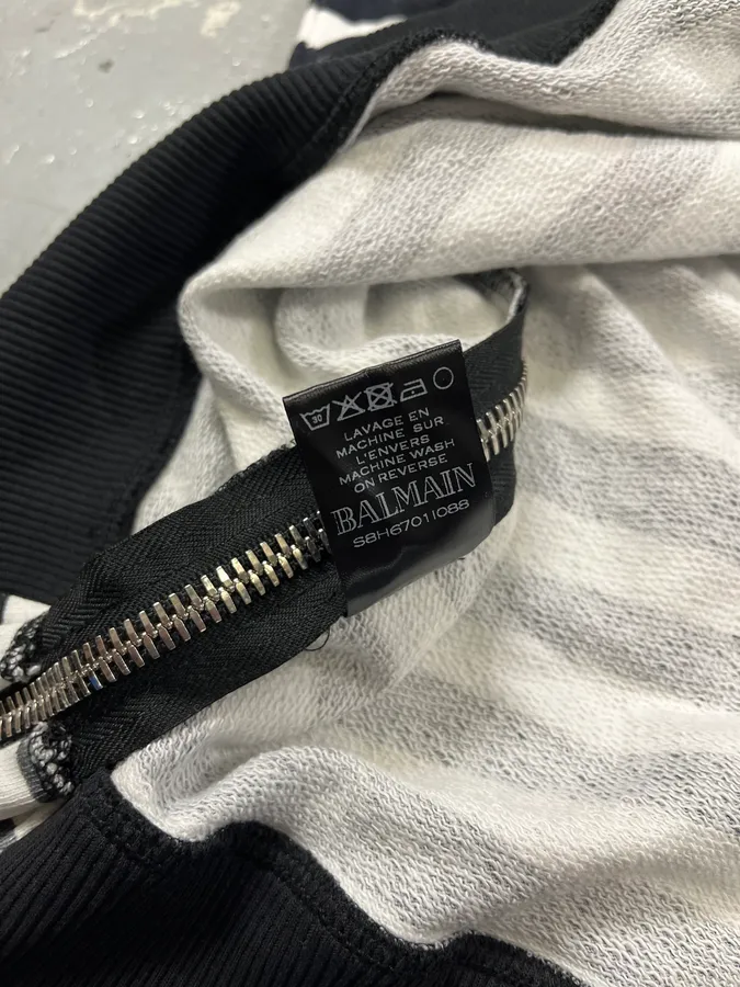 SS2018 Balmain USA Flag Black & White Striped Sweater - Image 13
