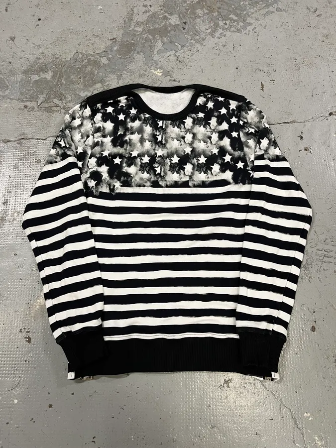 SS2018 Balmain USA Flag Black & White Striped Sweater - Image 5