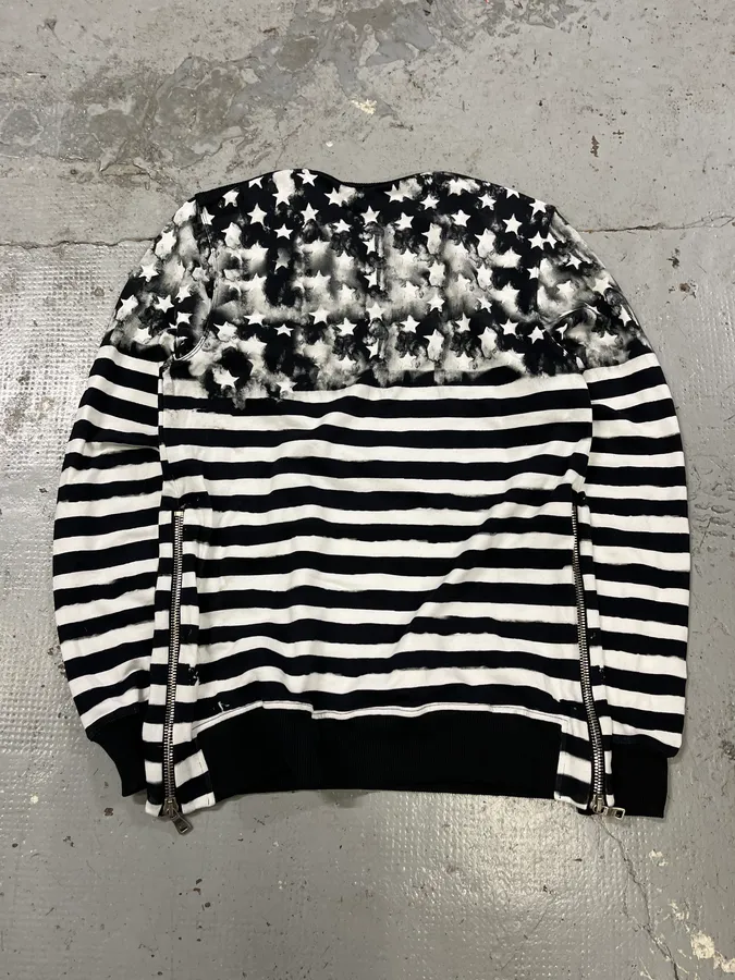 SS2018 Balmain USA Flag Black & White Striped Sweater - Image 8