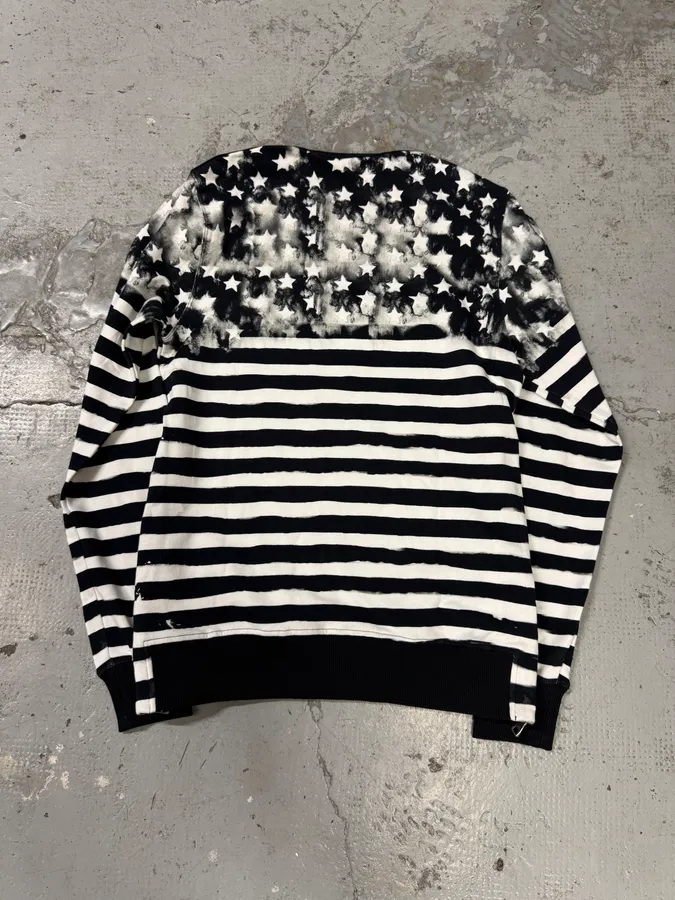 SS2018 Balmain USA Flag Black & White Striped Sweater - Image 2