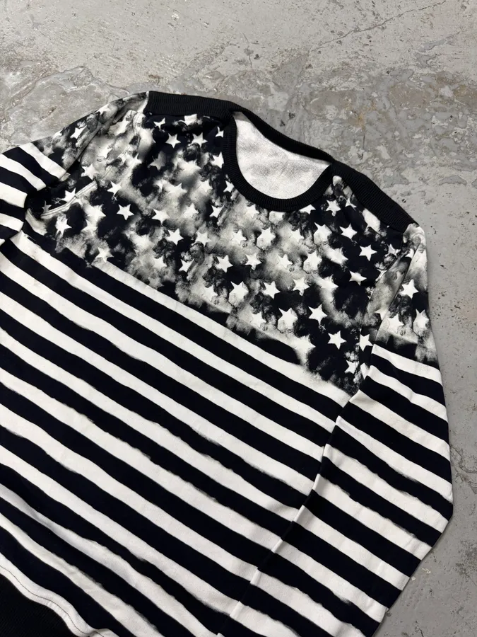 SS2018 Balmain USA Flag Black & White Striped Sweater - Image 5