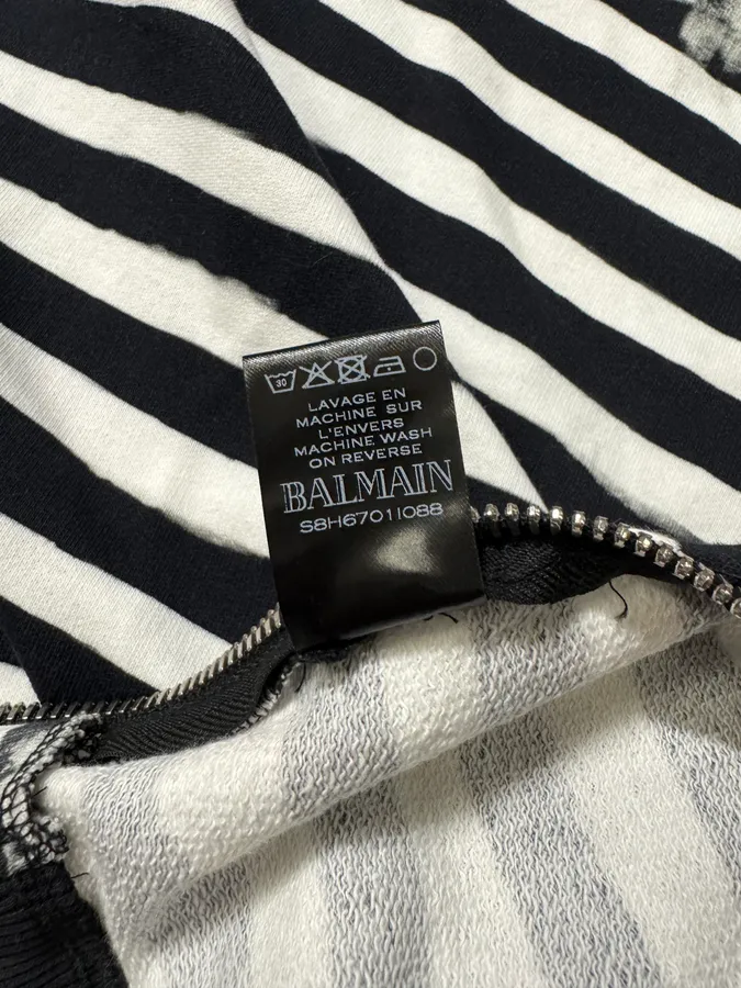 SS2018 Balmain USA Flag Black & White Striped Sweater - Image 7