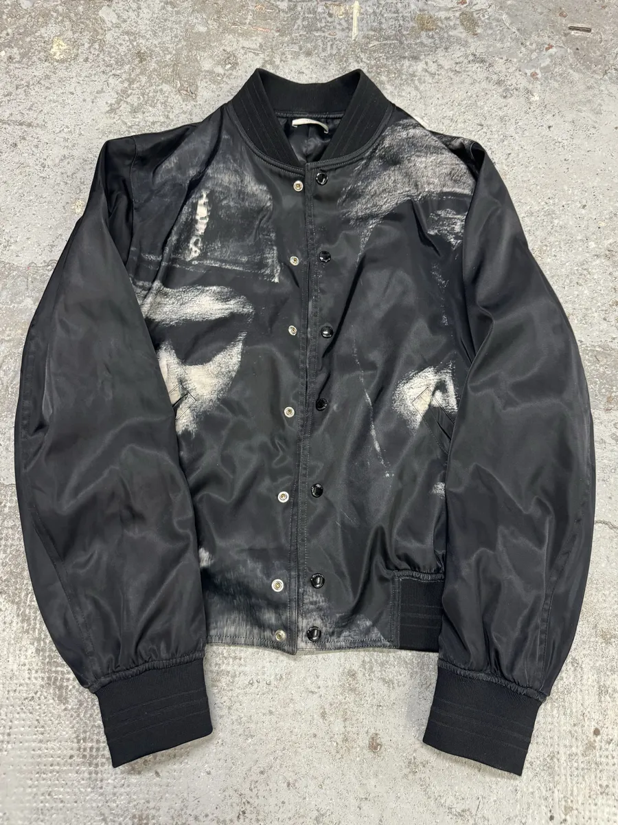SS2018 Dior Homme François Bard Surrealist Black Silk Bomber Jacket - Image 7