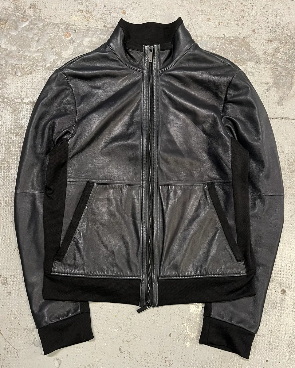 SS2018 Emporio Armani Black Hybrid Leather Jacket