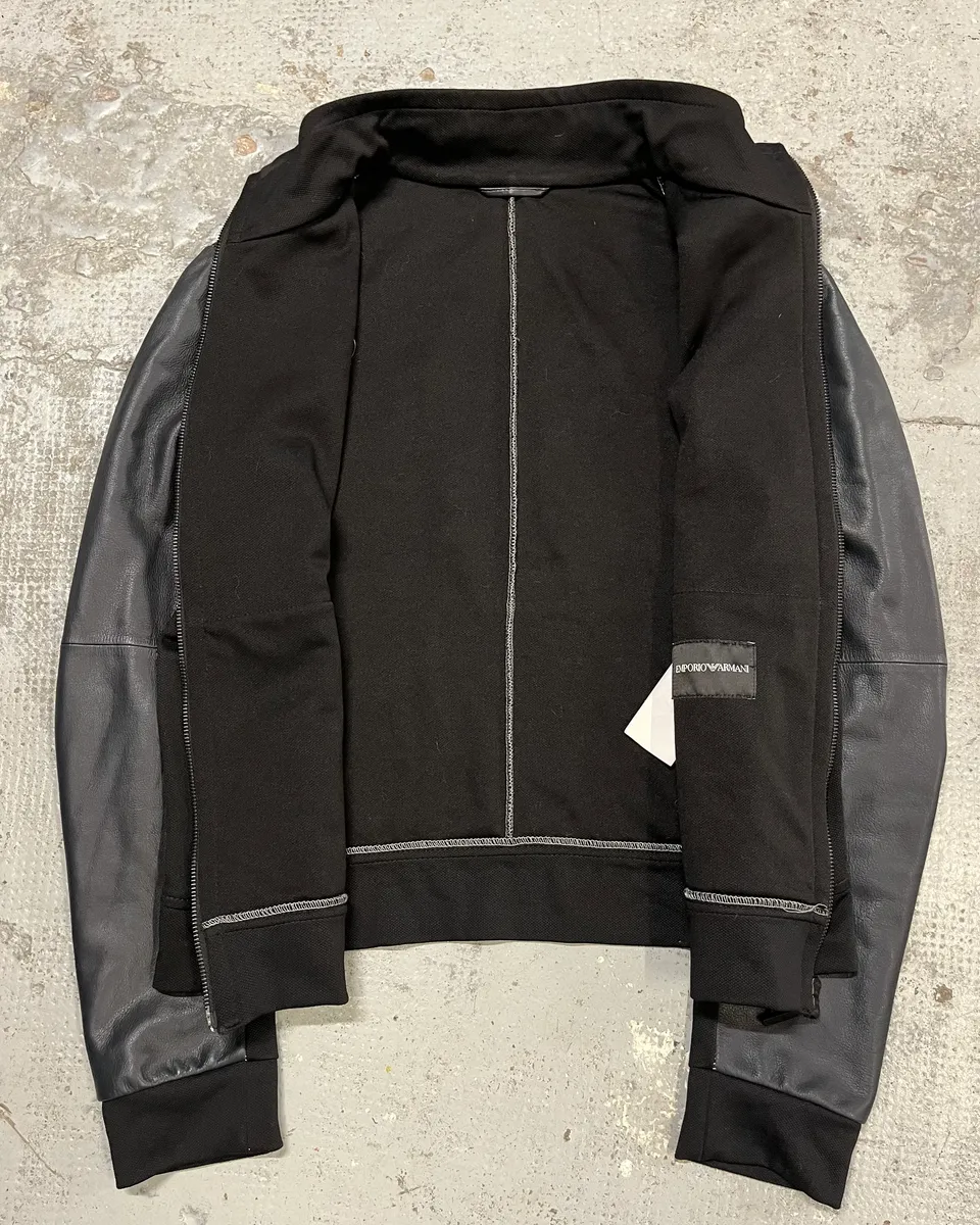 SS2018 Emporio Armani Black Hybrid Leather Jacket - Image 8