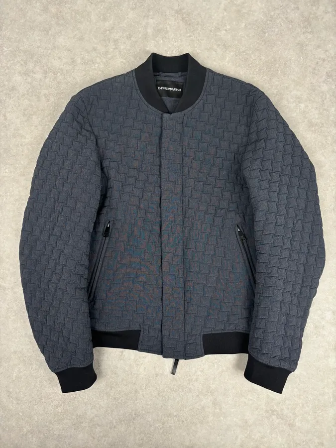 SS2018 Emporio Armani Navy Nylon Quilted Bomber Jacket