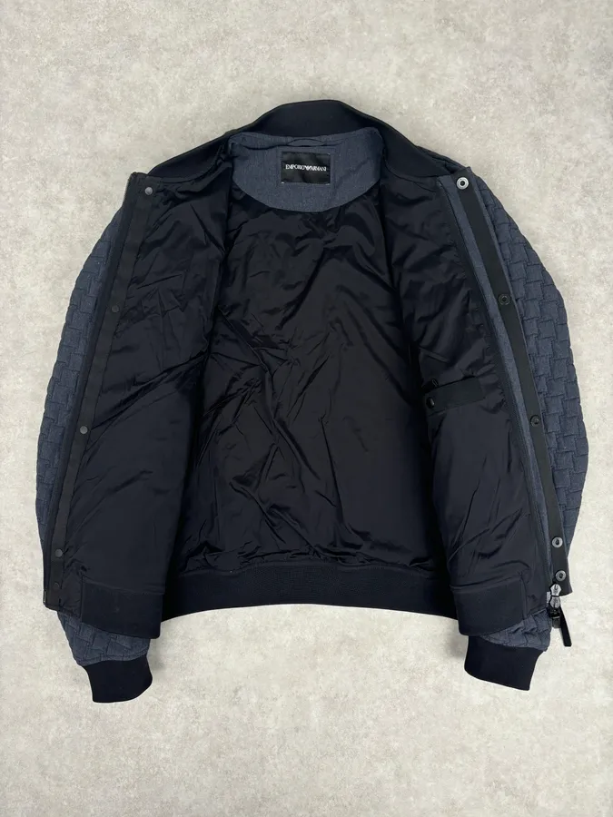 SS2018 Emporio Armani Navy Nylon Quilted Bomber Jacket - Image 7